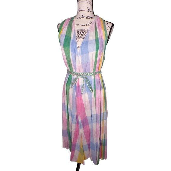 🆕 Mille Marilyn Plaid Halter Neck Full Skirt Midi Dress Cotton X-Small - Picture 10 of 14